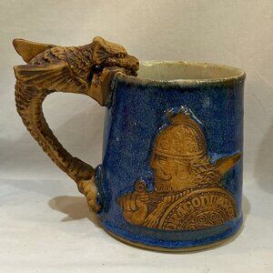 Stonebridge Pottery Blue Glaze DragonMaster Mug Hand Crafted England
